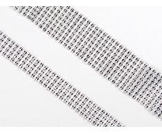 AYE 8 righe e 4 righe nastro acrilico strass diamante per torte nuziali, decorazioni di compleanno, decorazione fai da te arte e artigianato progetti (2 rotoli 18 metri totale, argento)