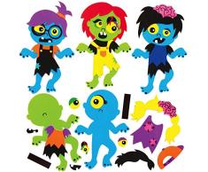 Baker Ross AX265 Kit Magneti Combinabili Zombi - Confezione Da 8, Artigianato A Tema Di Halloween Per Bambini Da Decorare Ed Esporre
