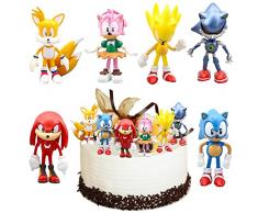 Decorazioni torta sonic per bambini, 6 Pezzi Decorazione torta sonic, sonic compleanno decorazioni torta, sonic giocattolo decorazioni, figurine sonic torta, personaggi torte sonic, sonic personaggi