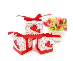 JZK 50 Rosso cuore scatola portaconfetti scatolina portariso bomboniera segnaposto per matrimonio compleanno battesimo Natale nascita laurea