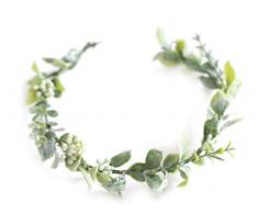 HJYHYN coroncina di fiori Corona coroncina comunione bambina Boho coroncina fiori Corona floreale artificiale Copricapo da sposa Corona verde per il Festival della festa della cerimonia nuziale