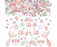 50 Anni Compleanno Coriandoli,50 Oro rosa Happy Birthday Coriandoli compleanno 50 anni, coriandoli argento Oro rosa coriandoli numero 50 coriandoli da tavolo per compleanno anniversario decorazioni