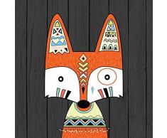Sensazione a casa TELA-TELA-Tribale-Fox-Robinson-Tamara-Animali-Fine Art-stampa-incorniciato-su legno-barre-cm_20x20_in
