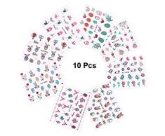 BESTOYARD 10pcs Decalcomanie del chiodo di Pasqua 3D Adesivi per Unghie Glitter Polvere Decalcomanie per la Decorazione della Festa di Pasqua (Stile Casuale)