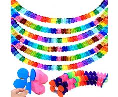 5 Pezzi 3m/9.84ft Ghirlande di Carta Multicolore, Quadrifoglio Festoni Colorato, Ghirlanda Decorazione Carta Farfalla per Festa Compleanno Laurea Matrimonio Carnevale Natale