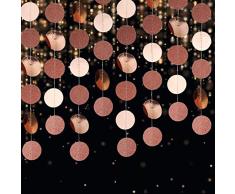 Ghirlanda di Carta Decorazione Scintillante Rotondo Striscione da Appendere Ghirlande per Matrimonio Compleanno Natale Festa, 4 Pezzi x 4m (Oro Rosa)
