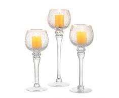 Inweder Portalumini Porta Candele in Vetro - 3 Pezzi Portacandele Vetro Craquelé Per Centrotavola Portacandele Adatti Pilastri Candele Galleggianti Portacandele Decorazione Della Casa Nozze Natale