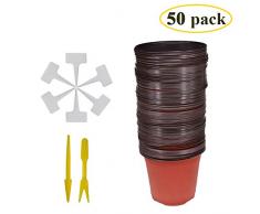 Huvai 50 pz 15,2 cm plastica vasi di piante piantine nursery con 50 pz impermeabile plastica pianta t-tipo tag e 2PCS/set trapianto scavare mini Tools