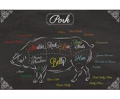 1art1 Cucina - I Tagli del Maiale Poster Stampa Geante XXL (120 x 80cm)