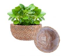 Herefun 2 Pezzi Cesto per Piante, Vasi per Piante in Erba Marina, Vaso da Fiori Intrecciato per Fiori, Piante, Giocattolo, Decorazioni Per La Casa per Interni e Esterni (Piante Cesto)