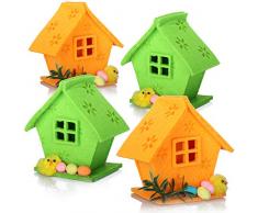 com-four® 4X Feltro di casa di Pasqua, Decorazione di Pasqua Colorata, casa di Feltro con Pulcini e Uova di Pasqua, Perfetto Come Decorazione di Pasqua (4 Pezzi di casa di Feltro Pasquale)