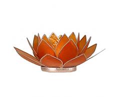 Portalumino Loto Illuminazione 2°Chakra Arancio Argento Portacandele Meditazione