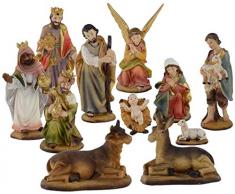 Aurora Store Set Mini Natività Classica Presepe Statuine in Resina con 11 soggetti Personaggi da h. 7 cm Giuseppe Maria Gesù Bambino Re Magi Asinello Bue