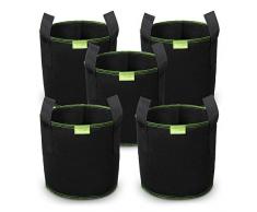 SIMBOOM Sacchi per Piante, Vasi di Tessuto Piantare Pomodori e Zucchine, Set di 5 (3 Galloni - 12 L)