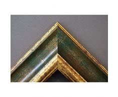 Artecentro Cornice Dorata per Quadri - Oro/Colore con o Senza passepartout in Legno-Varie Misure (Oro/Verde, 50 x 60)
