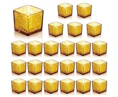 Set 4 Portacandele Conici Oro Opaco Vintage In Ferro - Per Centrotavola, Matrimoni E Decorazione Casa (Altezza 8,3 Cm)