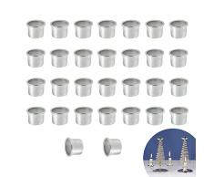 GZGXKJ 30 Pcs Candele Portacandele Mini Alluminio Candelabro Decorazione Inserti per Candele in Metallo Portacandele Natalizio per Matrimoni, Festa, Cena a Lume di Candela, Decorazioni per la Casa