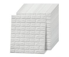 VASEN Carta da Parati 3D Adesiva Muro Pannelli Decorativi 3D per Parete Mattoni Adesivo Parete Carta Parati Mattoni per Cucina Soggiorno (77 cm*70 cm)(20pcs, Bianco)
