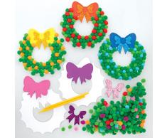 Baker Ross FE905 Kit Artistici Ghirlanda di Natale con Pompon - Confezione da 5, Decorazioni per Bambini da Realizzare e da Esporre, Attività creative per Bambini, Progetto di Artigianato di Natale