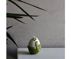 Piccolo Uovo 90 X 70 mm Pasqua candela bianco verde