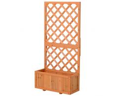 Outsunny Fioriera da Esterno Giardino in Legno di Abete con Spalliera a Griglia per Piante Rampicanti, 72.5x31.5x149.5cm