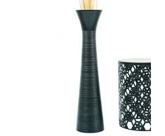 LEEWADEE Grande Vaso da Terra: Vaso Alto, Elemento Decorativo Fatto a Mano in Legno di Mango, Vaso per Rami Decorativi, 90 cm, Nero