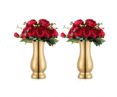 Nuptio 2 Pezzi Centrotavola Matrimonio per Tavoli, Decorazioni per Vasi Fiori Metallo Alti 22.5cm, Centrotavola Oro per Tavolo, Vasi Fiori per Soggiorno Sala Pranzo Ufficio Festa Ricevimento