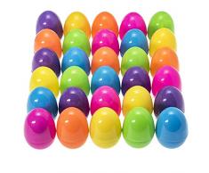 Prextex 6 Uova di Pasqua in Plastica Colorate 8,9 cm (Confezione da 36)