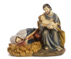 PABEN Gruppo Natività Presepe Maria riposa San Giuseppe con Gesù Bambino in Resina (Lung. cm 11,4 - Alt. cm.9,5)