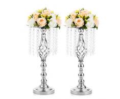 Vaso In Ceramica Argento 10x24 Cm, Moderno E Decorativo Con Finiture Opache E Lucide Per Fiori Secchi E Composizioni