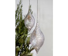 Grande lampada a sospensione "Purley" portalumini, in metallo, lunghezza totale: 99 cm (43 cm lampada e 56 cm catena), colore. argento anticato