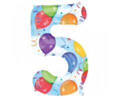 amscan - Palloncino in Pellicola Metallizzata, Misura XL 55 x 88 cm, per Quinto Compleanno (Fornito sgonfio)