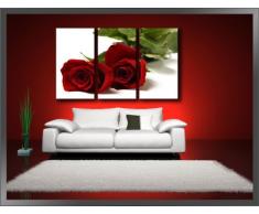 Quadro su tela rose 160 x 90 cm 3 tele modello nr XXL 1095. I quadri sono montati su telai di vero legno. Stampa artistica intelaiata e pronta da appendere