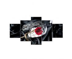 Rose da Parete Immagini,5 Pannelli Canvas Painting Wall Art Framed Quadro Moderno Stampato Wall Art Home Office Decorazione della Camera da Letto