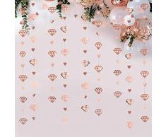 52Ft Ghirlanda di Carta Metallica con Striscione a Forma di Cuore con Diamante in Oro Rosa per Decorazione Della Festa di Compleanno Della Gallina per Anniversario di Matrimonio e per la Doccia