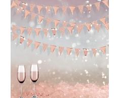 Pink Blume 78pcs Bandierine Triangolari Bandiera di Pennant Ghirlanda di Carta Glitter Decorazioni per Feste Compleanni Festa Anniversario di Matrimonio Doccia Nuziale (Oro Rosa)