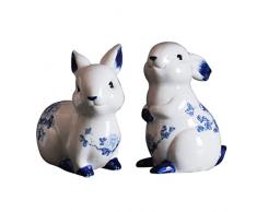 Amosfun 2Pcs E Bianco Porcellana Coniglio in Ceramica Bunny Bunny Figurine Statue di Coniglio Giardino per Desktop Home Office Decorazione di Giorno di Pasqua