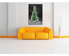Pixxprint Albero di Natale nella Foresta Stampa su Tela 120x80 cm Artistica murale