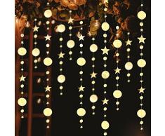 Ghirlanda stelle oro, 52 piedi Ghirlanda carta rotonda stella Ghirlanda carta stella Decorazioni carta stella Striscione stella Ghirlanda cerchio per compleanno matrimonio Natale Decorazioni
