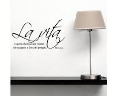 LifeUp Disegn Originale- Adesivo Murale Frase Italiano Soggiorno Camera da Letto "La Vitaè quello che ti accade mentre sei occupato a fare altri progetti " Adesivo da Pareti Muri