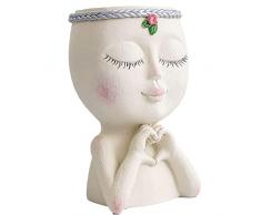Hemousy 5 PCS Testa Vaso di Fiori, Vasi per Piante per Ragazze, Vasi per Piante da Ragazza in Resina Vasi per fioriere con di drenaggio, fioriera succulenta Unica per Il Soggiorno del Giardino