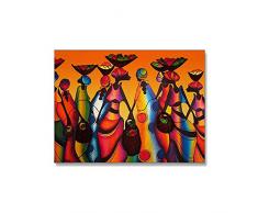 RUEKO Quadro Camera Da Letto Donne africane che ballano Stampa Poster a colori Tela Quadri Tribale Arte della parete Quadro della parete per la Decorazioni del soggiorno 60x80cm Senza Cornice