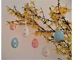 Khevga - Decorazione a forma di uova di Pasqua, colore: bianco, rosa, azzurro