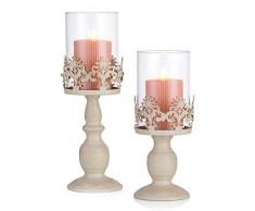 Sziqiqi Candelabro Ferro Vintage, Candelabro Ferro Romantico con Paralume per Matrimonio, Candeliere Arredamento Decorazione a Casa, S+L