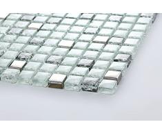 Vetro mosaico piastrelle opaca bianco, nero e argento può guarire e chiara vetro ottica MT0078
