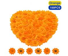 Bornfeel Fiori Margherite 100 Pezzi Fiori Finti Bomboniere Fiore Artificiale Corolla in Seta per Pasqua Tavola Cofano Matrimonio Festa Cerimonia Decorazione 38 x 38 x 20 mm Arancia