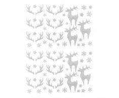 Oblique Unique® 78 adesivi natalizi glitterati per Natale, renna, stelle, corna di neve, decorazioni natalizie, colore a scelta (argento)