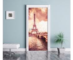 Torre Eiffel a Parigi effetto spazzola di arte come Murale, Formato: 200x90cm, telaio della porta, adesivi porta, porta decorazione, autoadesivi del portello
