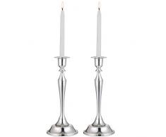 2 Pezzi di Portacandele Candelabro in Metallo, Portacandele Conico per La Festa di Nozze, Candelieri Tavolo da Pranzo/Tavolo da Bar Decorazione (Argento, 2 x Grande)