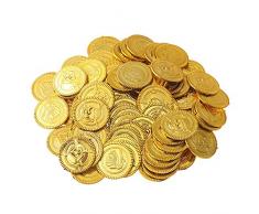 Beyond Dreams® 150 Pezzi Gioco Denaro gettoni per Bambini | Tesoro d’Oro per Party Pirata | Monete finte per Giocare | Giochi omaggi per Bambini per Compleanno e Natale